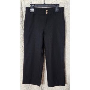 Chicos Womens‎ Wide Leg Ankle Pants Size 8 Black Stretch Office Career Neutral